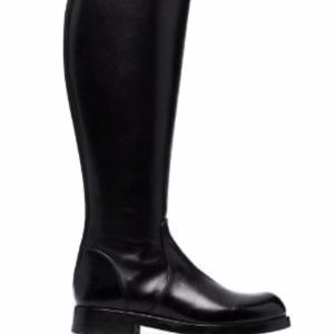 ALBERTO FASCIANI classic luxury black leather equestrian boots,Size 37.5 -Size 7